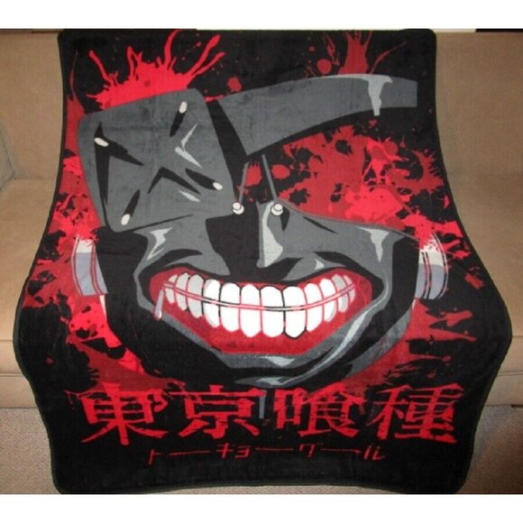 New Tokyo Ghoul Black Mask Fleece Throw Gift Blanket Ken Kaneki Anime SOFT - Picture 2 of 3